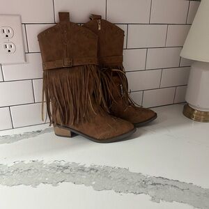 Brown Fringe Western Boots